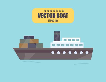 Ship at sea transport, shipping boats in vector