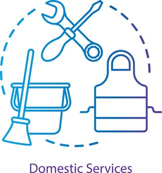 Housekeeping services concept icon. Household duties, cleaning, cooking idea thin line illustration. Domestic chores, utilities repair, housework. Vector isolated outline drawing. Editable stroke