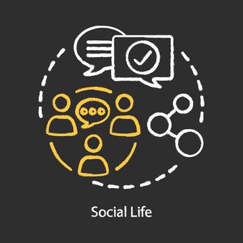 Social life concept chalk concept icon. Interpersonal relationships, socializing, networking idea. Community communication, human interaction. Vector isolated chalkboard illustration