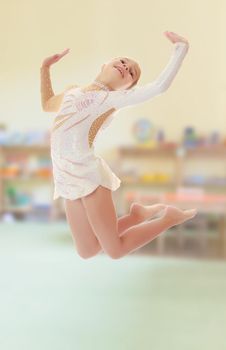 Little gymnast jumping