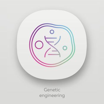 Genetic engineering app icon. Genes manipulation using biotechnology. Living body cell. Genome modification. UI/UX user interface. Web or mobile applications. Vector isolated illustrations