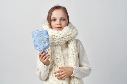 girl with white scarf medicine cure cold