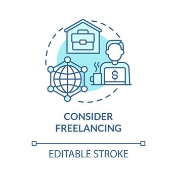 Consider freelancing blue concept icon