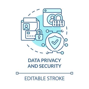 Data privacy and security blue concept icon