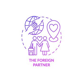 Foreign partner purple gradient concept icon