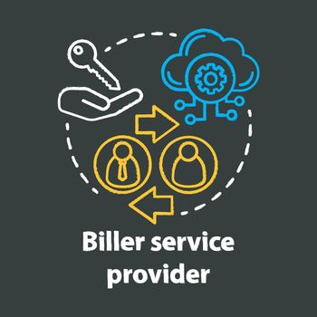 Biller service provider chalk concept icon. Billing idea. Services provision. Invoice providing. E-payment for services. Vector isolated chalkboard illustration
