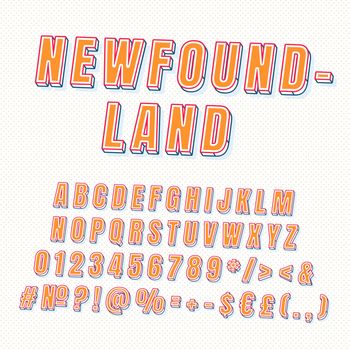 Newfoundland vintage 3d vector alphabet set