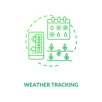 Weather tracking concept icon. Innovative agriculture technology. Innovative rain and snow forecasting farm system idea thin line illustration. Vector isolated outline RGB color drawing