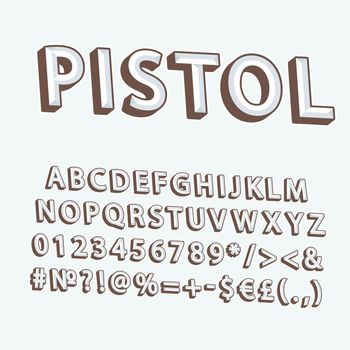 Pistol vintage 3d vector alphabet set