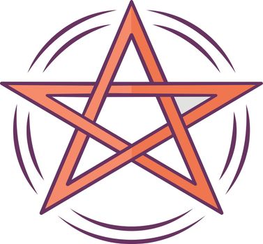 Pentagram color icon. Occult ritual pentacle. Devil star. Satanic cult, wiccan & pagan symbol. Witchcraft, esoteric and diabolic sign. Mystic heptagram. Isolated vector illustration