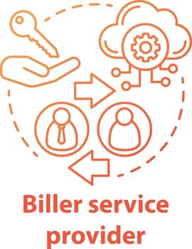 Biller service provider concept icon. Billing idea thin line illustration. Invoice providing. E-payment for services. Services provision. Vector isolated outline drawing. Editable stroke