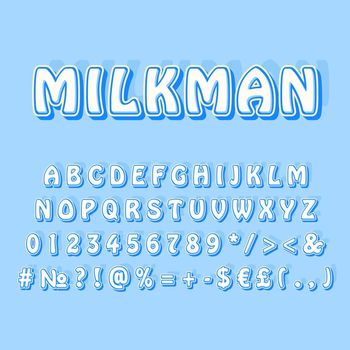 Milkman vintage 3d vector alphabet set
