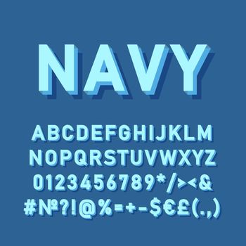 Navy vintage 3d vector alphabet set