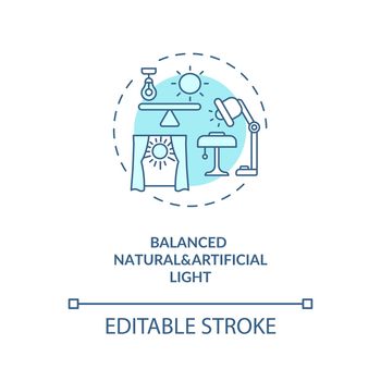 Balanced natural and artificial light blue concept icon