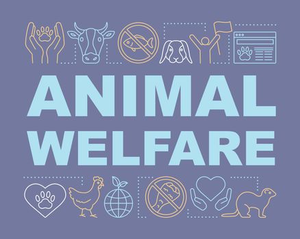 Pet shelter, animal welfare word concepts banner. Wildlife protection presentation, website. Isolated lettering typography idea with linear icons. Veterinary clinic, farm. Vector outline illustration