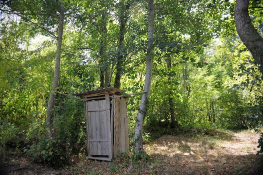 wooden retro outdoor toilet