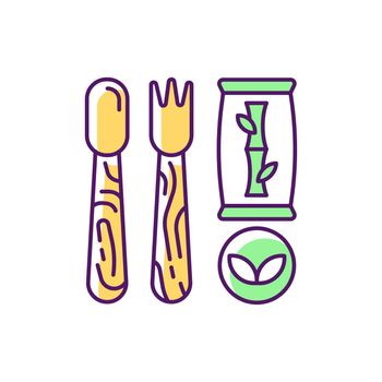 Disposable cutlery RGB color icon
