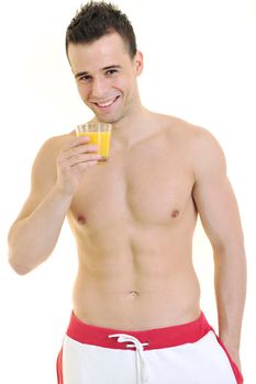young athlete dringing orange juice