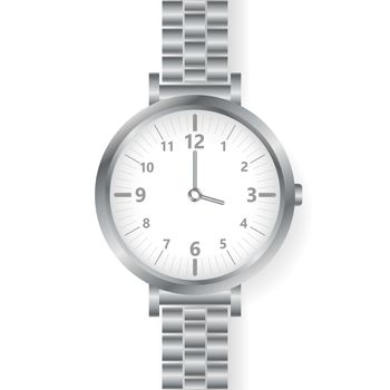 Analog watch mens wristwatch on white background.