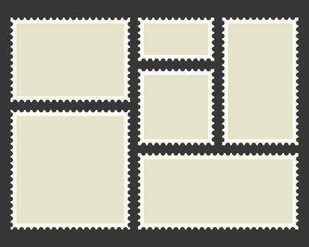 Postage stamps template. Blank rectangle and square postage stamps.