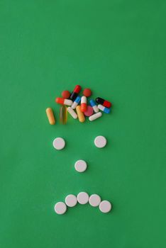 headache caricature with pills