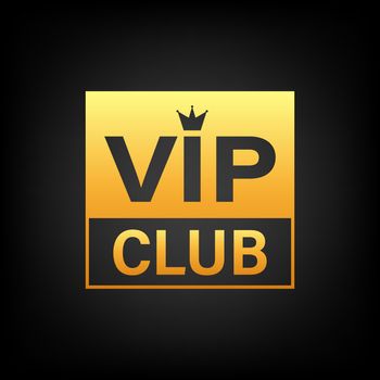 Vip club label on Black background. Vector stock illustration.