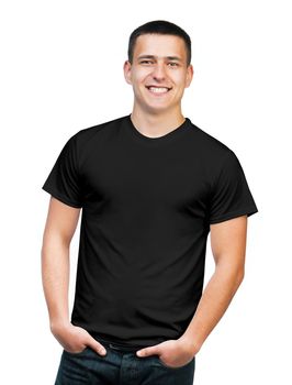 man in black t-shirt