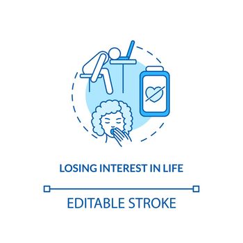 Losing interest in life concept icon