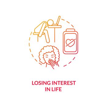 Losing interest in life concept icon