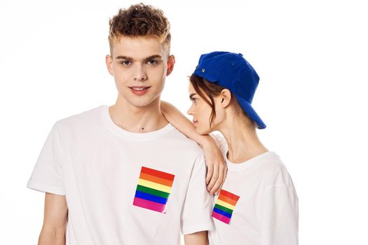 couple Flag lgbt transgender sexual minorities light background