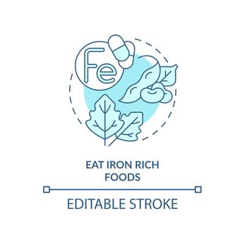 Eat iron rich foods blue concept icon
