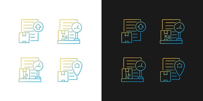 Shipment documents gradient icons set for dark and light mode