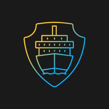 Marine shipping vessel protection gradient vector icon for dark theme