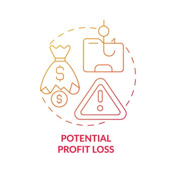Potential profit loss red gradient concept icon