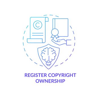 Register copyright ownership blue gradient concept icon
