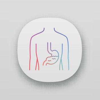 Healthy stomach app icon. Human organ in good health. Functioning digestive system. Wholesome gastrointestinal tract. UI/UX user interface. Web or mobile applications. Vector isolated illustrations