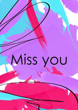 Miss you phrase abstract vector banner template