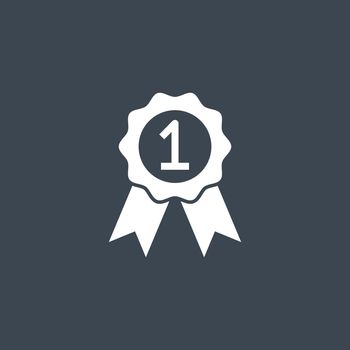Badge with Ribbons related vector glyph icon.