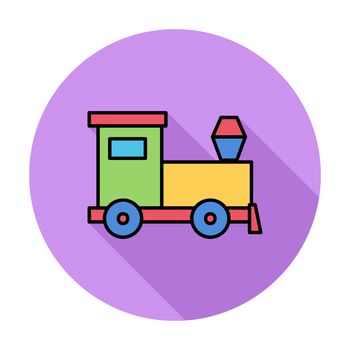 Train toy thin line flat vector related icon set for web and mobile applications. It can be used as - pictogram, icon, infographic element. Vector Illustration.