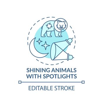 Shining animals with spotlights turquoise concept icon