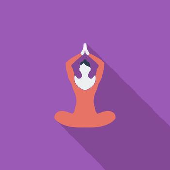 Yoga icon. Flat vector related icon with long shadow for web and mobile applications. It can be used as - logo, pictogram, icon, infographic element. Vector Illustration.
