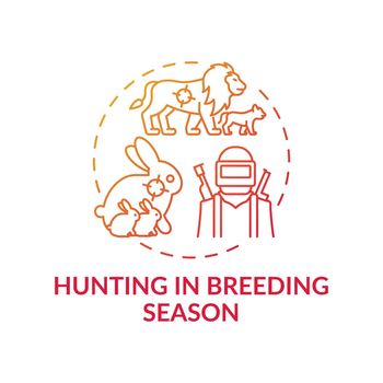 Hunting in breeding season red gradient concept icon