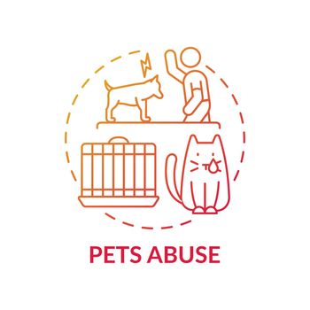 Pets abuse red gradient concept icon