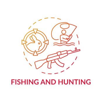 Fishing and hunting red gradient concept icon