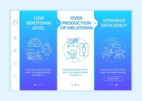 Seasonal affective disorder causes onboarding vector template