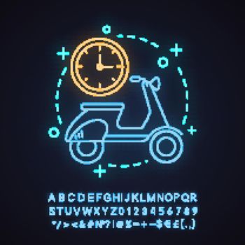 Scooter rent neon light concept icon