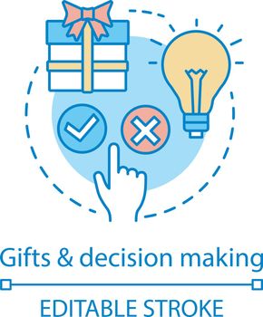 Gifts and decision making concept icon