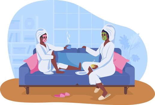 Spa atmosphere at home 2D vector isolated illustration