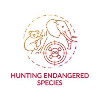 Hunting endangered species red gradient concept icon