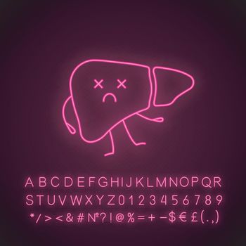 Dead liver emoji neon light icon